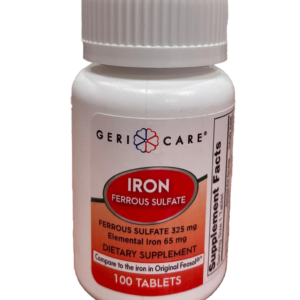 GeriCare hierro sulfato ferroso 325 mg disponible en HealthRx Pharmacy